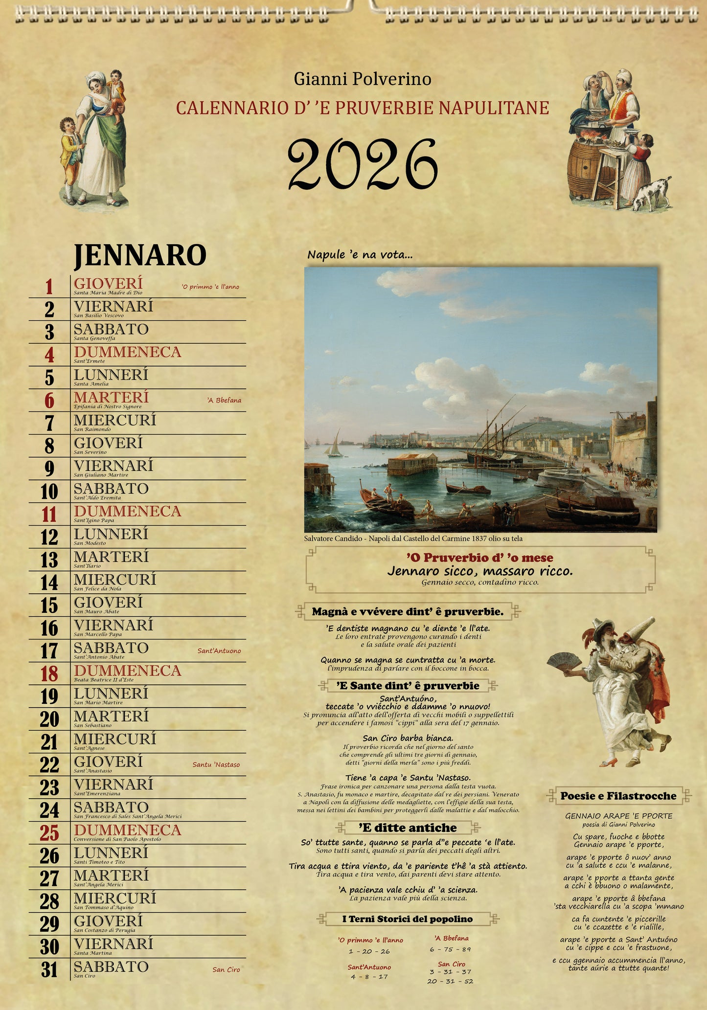 Calendario dei Proverbi Napoletani 2026 da parete